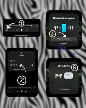 Как подключить две пары AirPods к одному iPhone